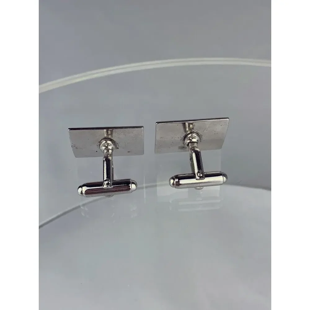 Large Scrolls Drops Leaves Silver Tone Cufflinks Abstract Formal Vintage M1
